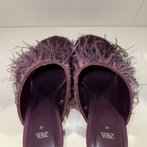 Zara Purple Feather Mules - Picture 7 of 8